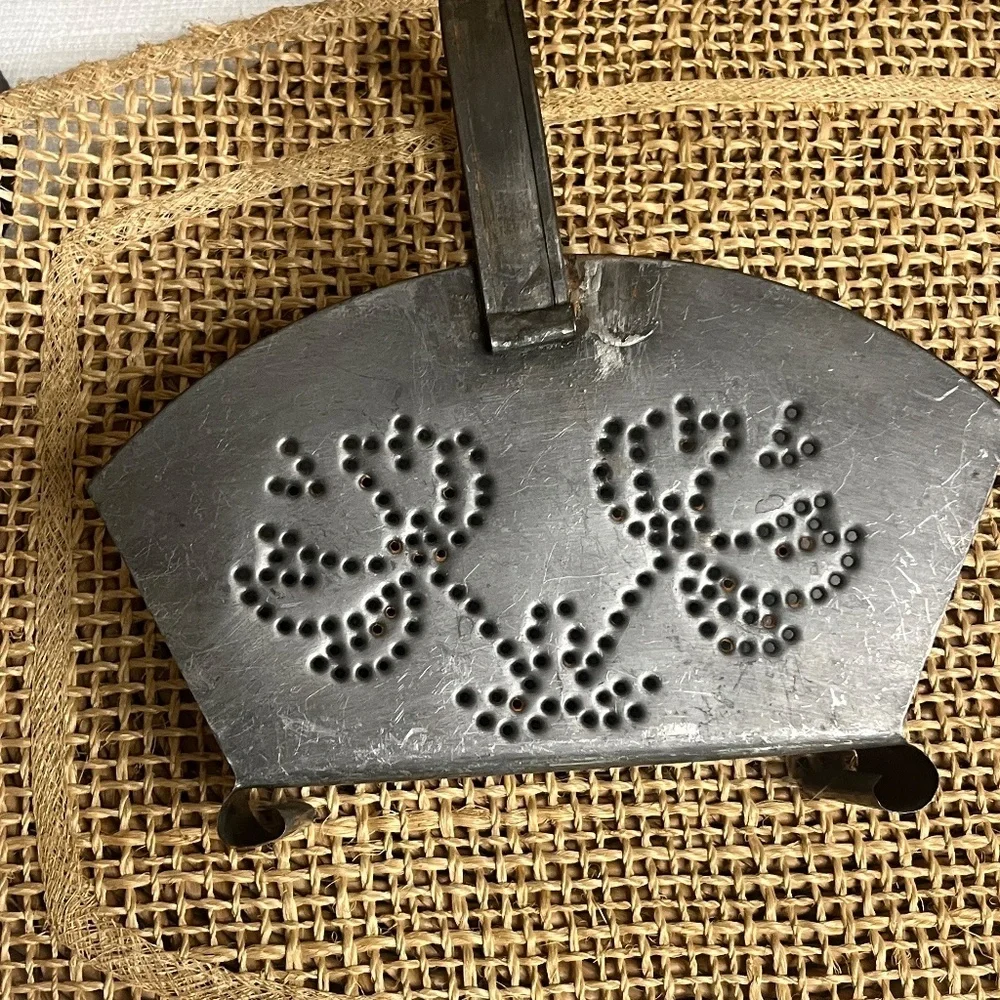 Vintage Metal Napkin Holder Rustic Farmhouse - Punched Floral Design